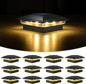 395ts3 Volisun 4x4 Solar Post Cap Light 12 Pack Fence Lights Outdoor Waterproof New