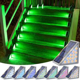 Volisun 727370414106 Solar Stair Lights 8 Pack 7 Fixed Colors Step Outdoor Waterpro