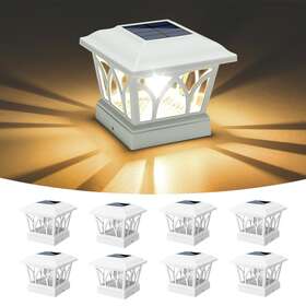 Volisun 727370414526 Solar Post Cap Lights Outdoor 8pack With Edison Led Bulbs 2 Brightn