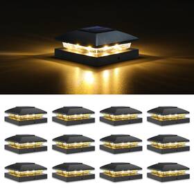 Volisun 727370414885 4x4 Solar Post Cap Light 12pack Fence - Lights Outdoor Wate