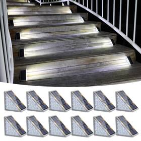 B0bpkyz61s Volisun 12-pack Solar Stair Lights Ip67 Waterproof 13 Led Outdoor Step Lighting