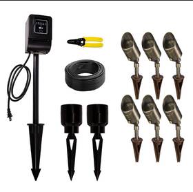 Volt 842032110926 Landscape Lighting 6 - Spotlight Led Starter Kit Brass With Bronze Finish