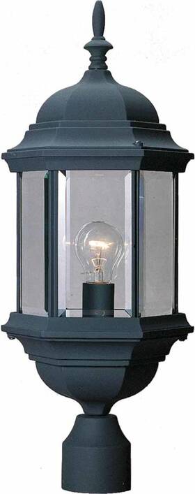 8126-5 Volume Lighting V8126 Black 1-light Post Light With Clear Beveled Glass Shade
