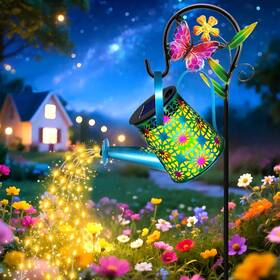 Ls-xshd-1p Vookry Solar Lights Outdoor Decorative Blue Metal Watering Can Waterproof