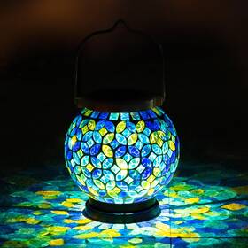 Fyg25028a Voreen Mosaic Solar Lanterns Outdoor Glass Hanging Light Table Lamp