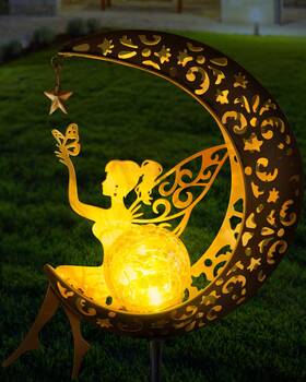 B0c4y1rztr Vuees Solar Fairy Moon Garden Stake Light Outdoor Decor House Statue