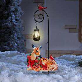 Vv-ladybug 792671861300 Deer Metal Garden Stake With Solar Light Christmas Decorations Outdoor Water
