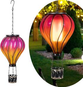 47121411 Vzvxcc Hot Air Balloon Solar Lantern Outdoor Flickering Flame Hanging Out