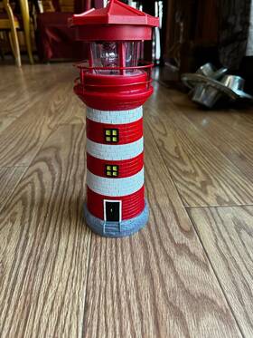 Wdlfcgc 744173698533 Solar Powered Lighthouse 12 Inch Tall With Rotating Beacon 360 Degr