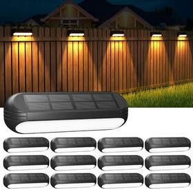 Qf-226 Wdtpro Solar Fence Lights 12 Pack Waterproof Outdoor Led Warm Whit