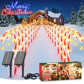 Sz-c002 Wdtpro Decoration 24pack 56ft Solar Powered 144 Led Bright Christmas Candy Cane Pathway