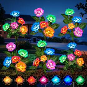 Tfl005-6-n Wdtpro 6 Pack Solar Garden Lights Color Changing Flowers Rose Light So