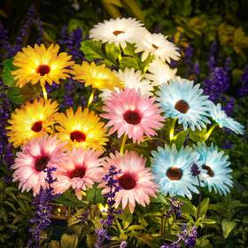 Tfl013 Wdtpro Solar Lights Outdoor Garden Decor 4 Pack With 16 Glowing Daisy