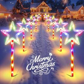 Tfl054 Wdtpro 10 Pack Christmas Decorations Outdoor Solar Candy Lights Multicolor Modes