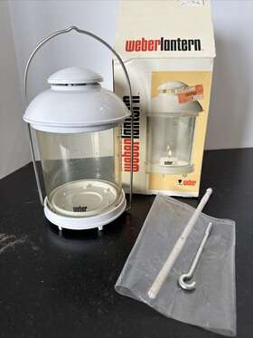 Weber 077924091032 Vintage 1980 S Lars Candle Lantern Cast Aluminum White Enamel See Photos