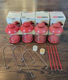 Weber 077924091049 Vintage Lars Lantern Red Sweden Rust Proof Cast Aluminum Enamel - Qty 4