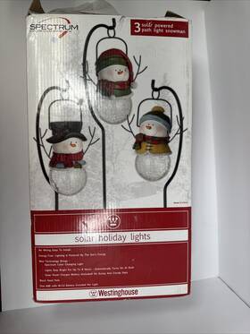Westinghouse 756233722140 3 Solar Powered Snowmen Christmas Lights Outdoor Cordless