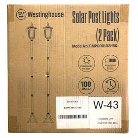 Rmpc00102hbs Westinghouse Open Box Led Solar Post Lights 100 Lumens 2-pack