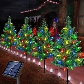 Windpnn 749877693327 Upgraded 4-pack Solar Christmas Garden Stake Lights Decorative Xmas Tree Sol