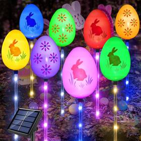 Smt097 Windpnn Upgraded 8-pack Solar Easter Egg Stake Lights Waterproof Outdoor Decor Garden