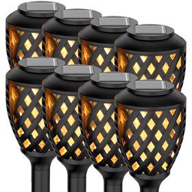 Wonder Comfort 761017706650 8 Pack Solar Torch Light With Flickering Flame Outdoor Waterproof Garden Sol