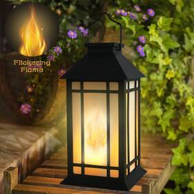 Wonder Solar 771077462700 11 Inch Lantern Outdoor Garden Hanging Lanterns Waterproof Led Vintage Flicker