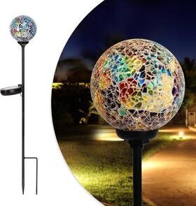 Wonder Solar 771077684003 Garden Lights Outdoor Decorative - Gazing Ball Mosaic Stakes