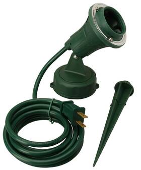 Woods 078693004308 Outdoor Floodlight Fixture With Stake 6-feet Cord 120v Green