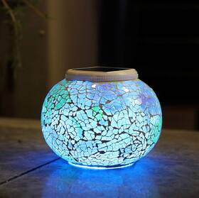 72169 Wsgift Color Changing Solar Powered Glass Mosaic Ball Led Garden Lights Recha