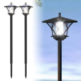 Wueuru 770642453235 59ftft Solar Lamp Post Light 2pack Classic Black Aluminum Outdoor P