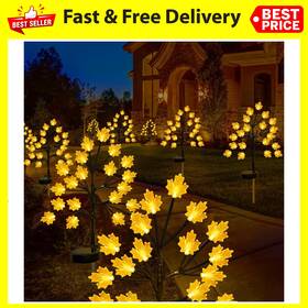 Fy001 X-giftkey Fall Decorations Outdoor Solar Lights - 2pack Artificial Lighted Maple Tree T