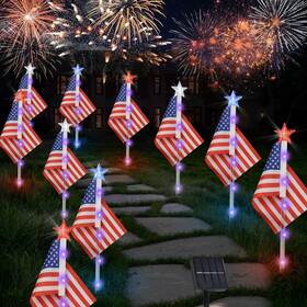 Gxdxxd-2 X-giftkey Xgiftkey 4th Of July Decorations Outdoor American Flag Lights 6pack Red Whit