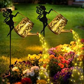 X-prek 313016742797 2 Pack Fairy Solar Garden Lights Hummingbird Watering Can Ou
