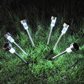 X-sgl-11-001-whs6 Xcceries 6pcs Stainless Steel Solar Power Led Landscape Light Garden Lawn Path Lamp White