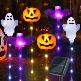 Spbgl6p001 Xingpold Halloween Decorations Outdoor Solar Pumpkin Bat Ghost Garden Stake Lights 6-p