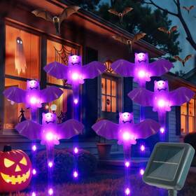 Spl6p001 Xingpold Halloween Decorations Outdoor Solar Bat Garden Lights 6 Pack 56led Hall
