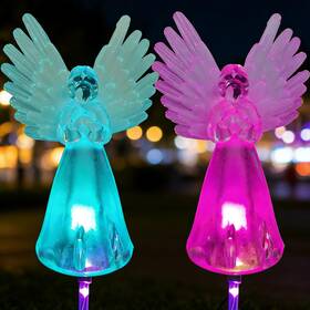 Xkyqsy 744759029416 2 Pack Solar Angel Lights Outdoor Decor Decorative Color Changing Water