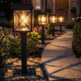 Sl-0503-06 Xmcosy Solar Pathway Lights 6 Pack Adjustable Brightness Warm/cool White