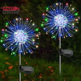 Yaafen 313048630666 Solar Garden Lights Outdoor 2 Pack 120 Led Twinkling Firework Decorative