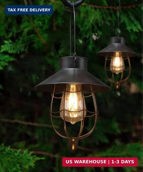Yakii 034484221293 2 Pack Solar Lantern Hanging Waterproof Outdoor Metal Lamp With Warm