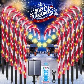 Ly-12s Yepvie 12 Pack Solar Candy Cane Lights Waterproof Outdoor Christmas Decor 8 Modes