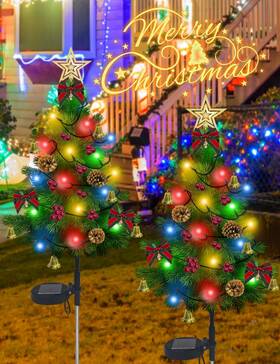 Ly-47254 Yepvie Solar Christmas Tree Pathway Lights 40 Multi-color Led Powered Christm