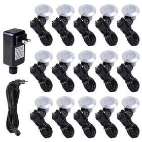 11dcl003-warm-15t.v1 Yescom 15pcs Led Deck Light Garden Mall Stair Yard Landscape Warm White Lamp Waterproof