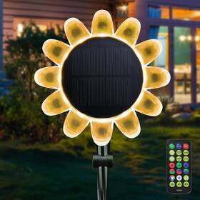 11sgl002-sunflower Yescom Sunflower Solar Lights Ip68 Pathway 16 Colors Remote Stake Garden