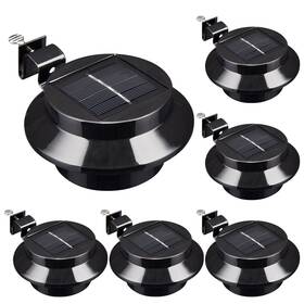 11slp004-3lvr-06x6 Yescom Led Solar Gutter Light Waterproof Outdoor Garden Fence Wall Lights Black 6pcs