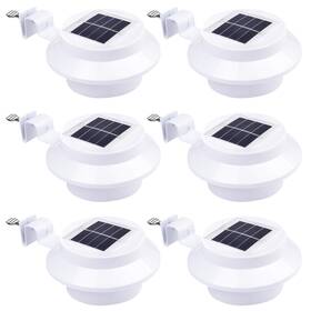 11slp004-3lvr-07x6 Yescom Led Solar Gutter Light Waterproof Outdoor Garden Fence Wall Lights White 6pcs