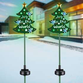 60xma009-4669-04 Yescom Solar Christmas Tree Stake Lights Pathway Light Garden Yard Lawn 2pcs