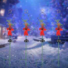 Yescom 767571318087 Solar Red Berries Tree Stake Lights Xmas Pathway Light Garden Yard 4pcs