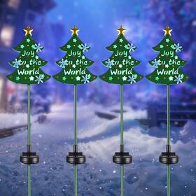 Yescom 767571318179 Solar Christmas Tree Stake Lights Pathway Light Garden Yard Lawn 4pcs