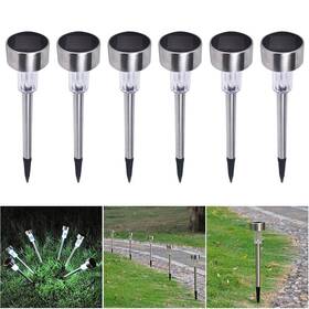 Yessources 637509496678 6x Stainless Steel Solar Powered Garden Led Light Pathway Landscape Lamp White